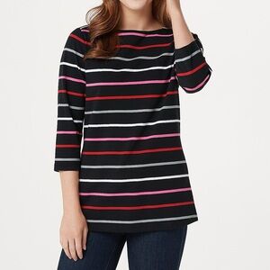 Denim & Co. Boat Neck Top, EUC